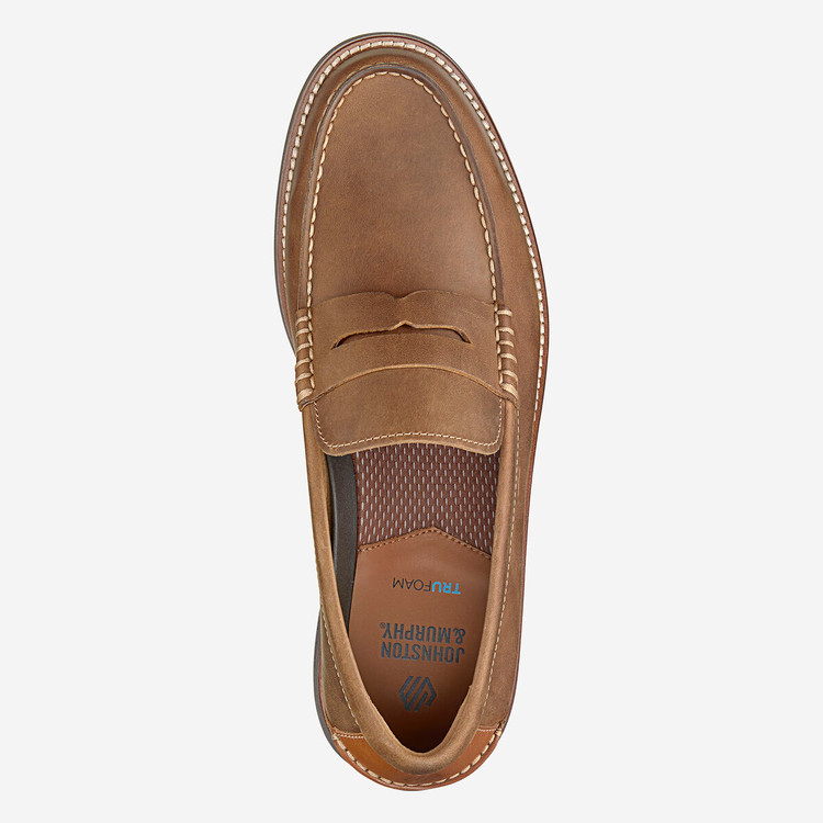 کفش کالج مردانه Johnston & Murphy Upton Penny Loafer چرم طبیعی